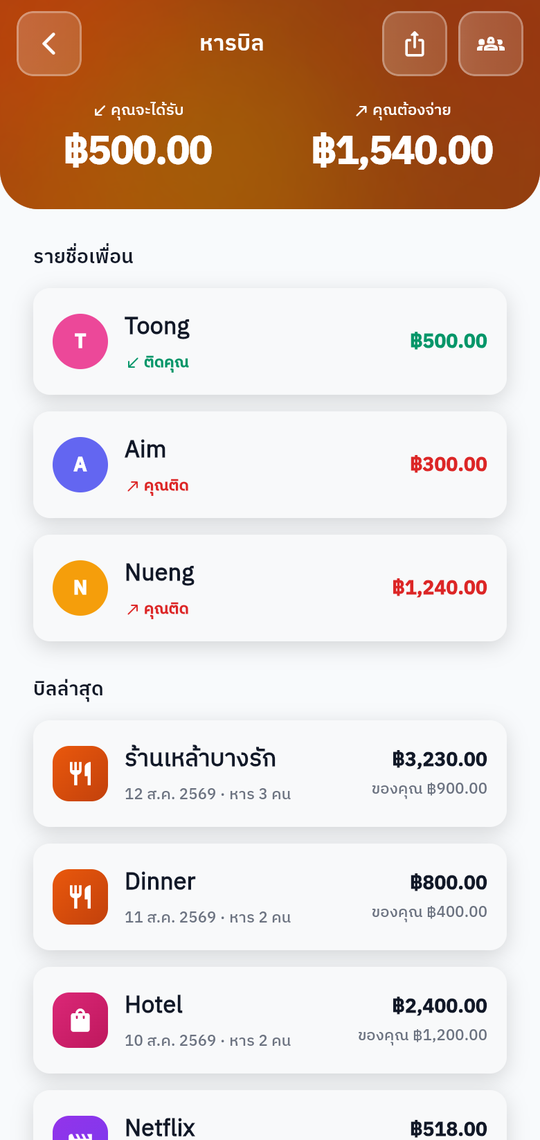 หารบิลกับเพื่อน
